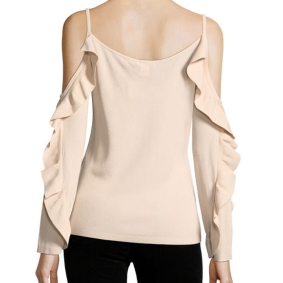 Club Monaco Cold Shoulder Ruffled Sleeve Top. - Picture 3 of 9